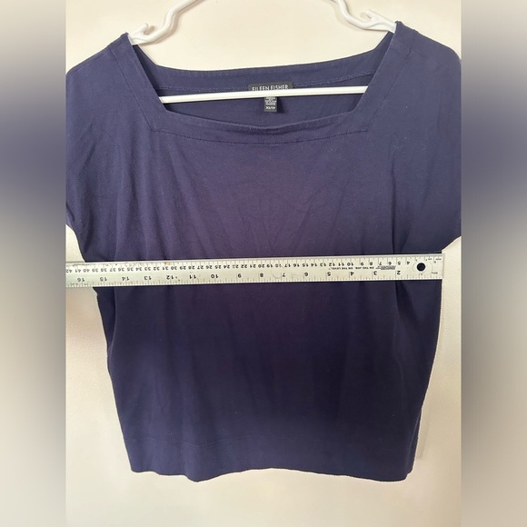 Eileen Fisher Large Top Womens Black Square Neck Boxy Neutral Minimalist USA - Picture 6 of 8